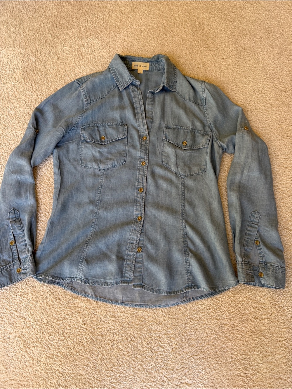 cloth & stone Light Blue Chambray Button-Up Shirt - Picture 2 of 4